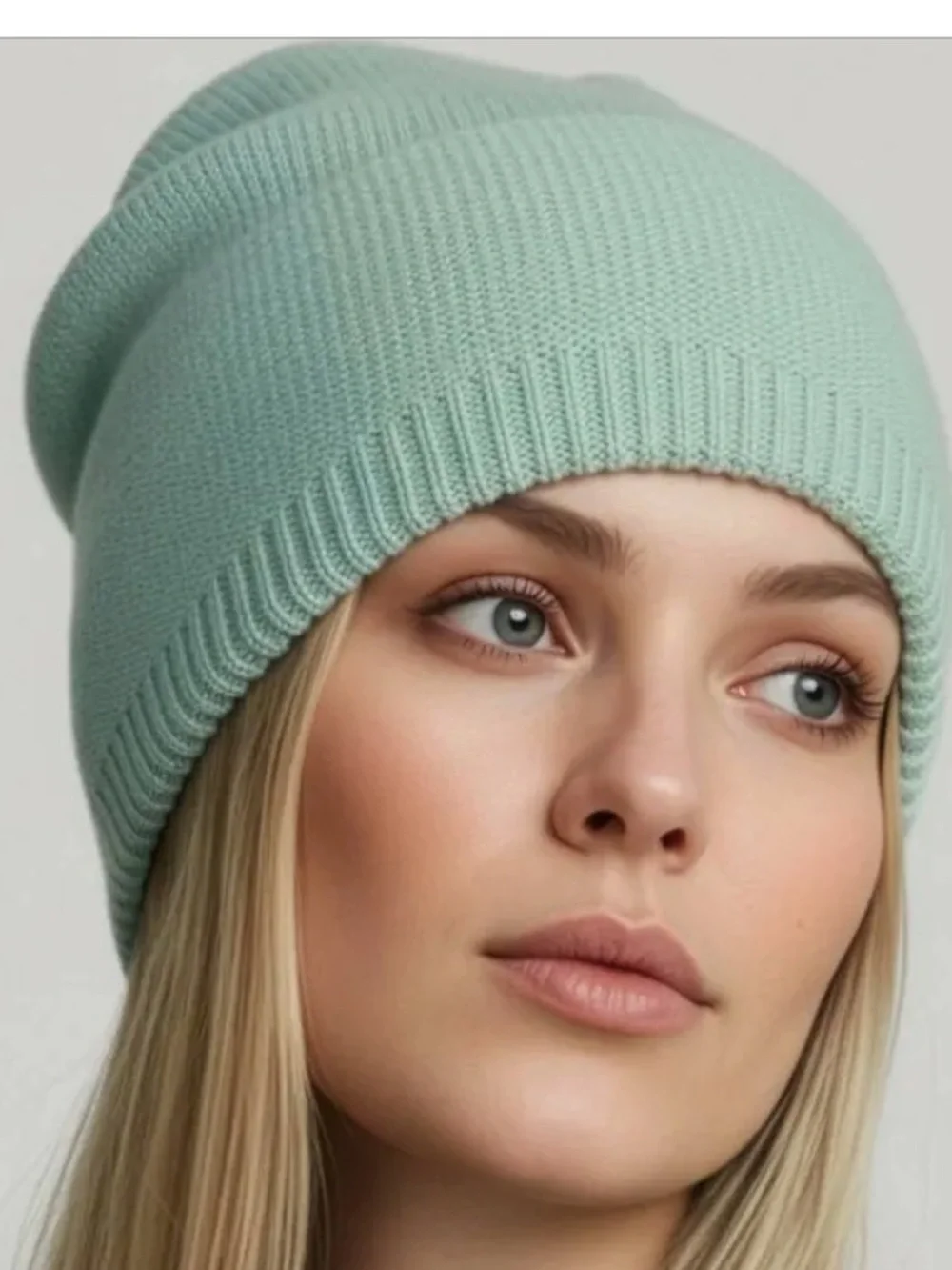 Portolano CASHMERE SLOUCHY HAT, Lightweight Blue, one size